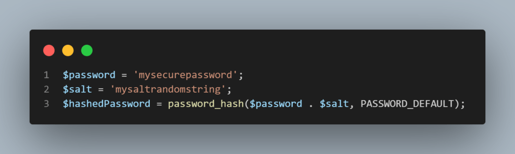 using salted hashes to store password for PHP login system